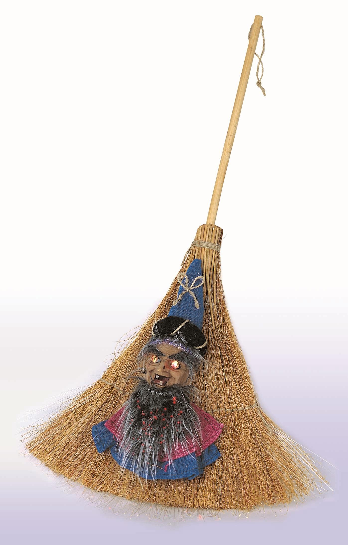 Halloween-Leuchte Reisigbesen mit Beleuchtung Broom Merlin Dekolampe