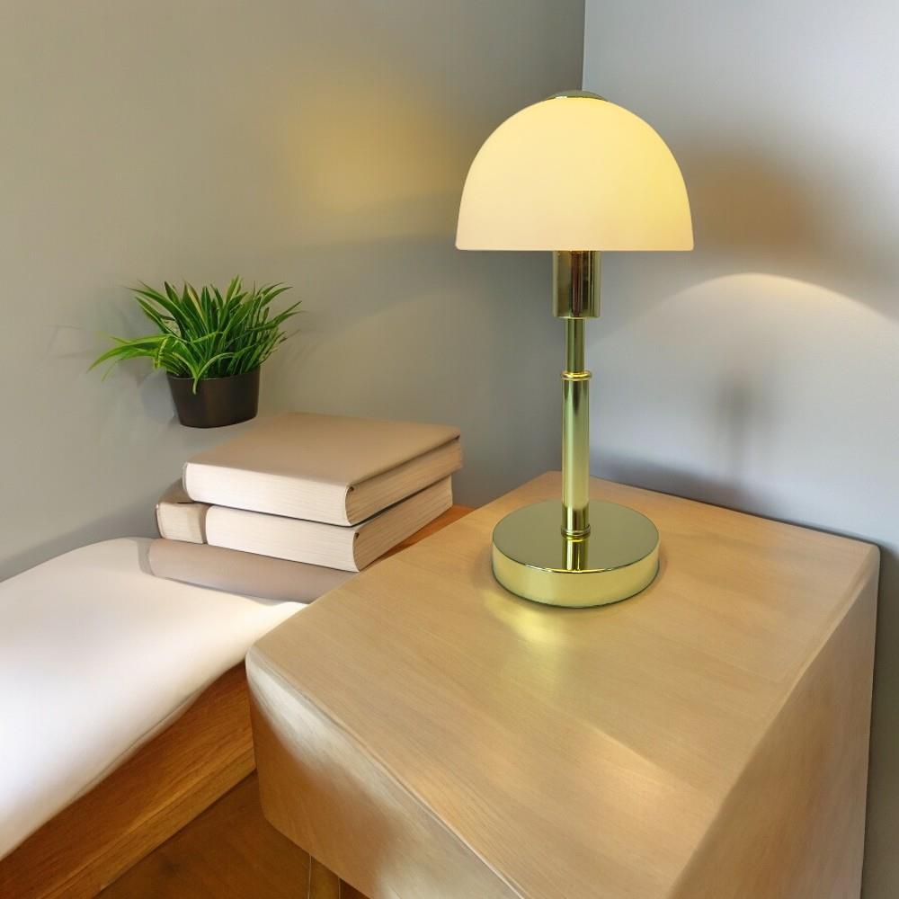 Glas-Tischleuchte MAIOLO messing Nachttischlampe