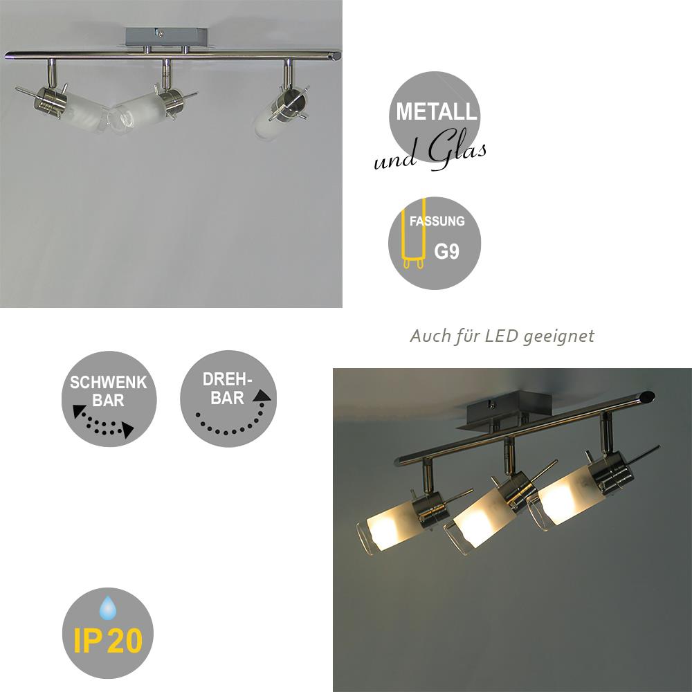Energiespar-Deckenspot 3-flammig Nickel-matt