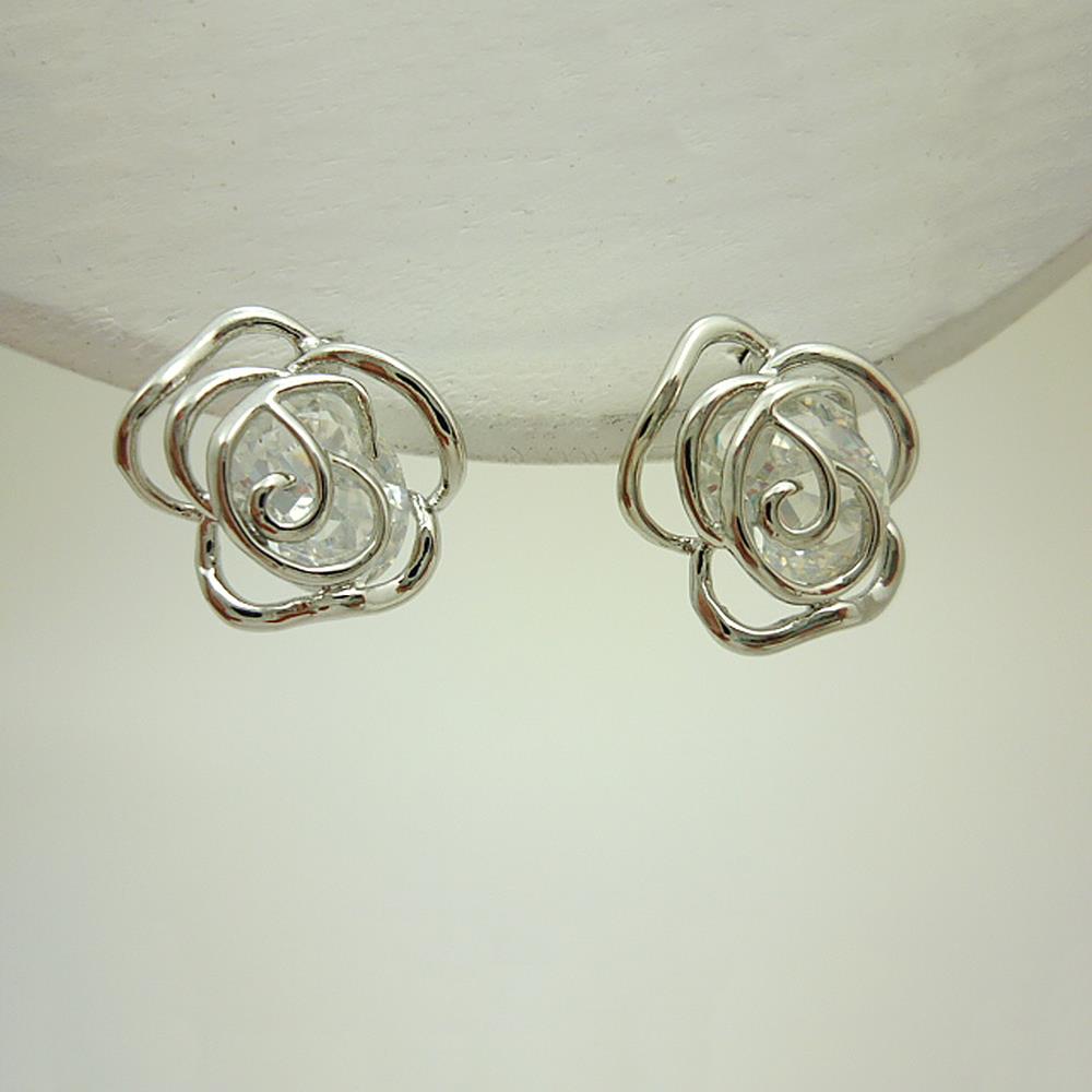 Wunderschöne Ohrstecker Rose und Gitter mit Stein im Set Wunderschöne Ohrstecker Rose und Gitter mit Stein im Set