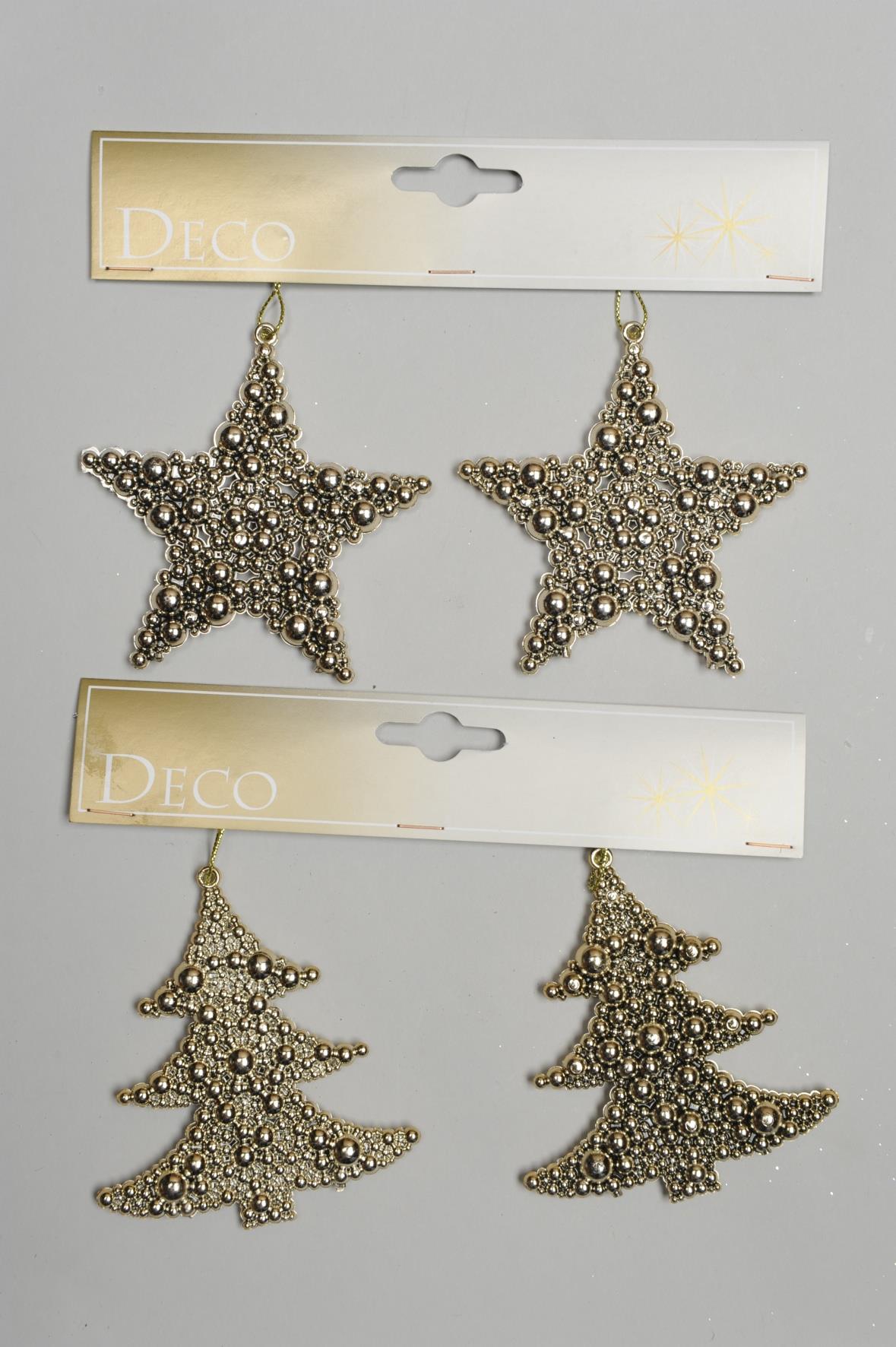 4 x Weihnachtliche Anhänger Stern+Tanne Baumschmuck Weihnachtsdeko