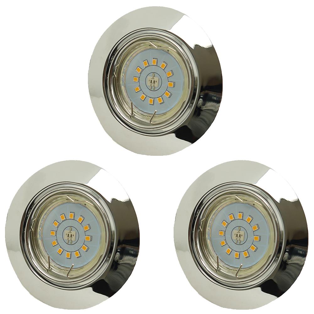 3 x LED Einbauleuchte chrom schwenkbar rund Flur-Büro-Decken-Lampe