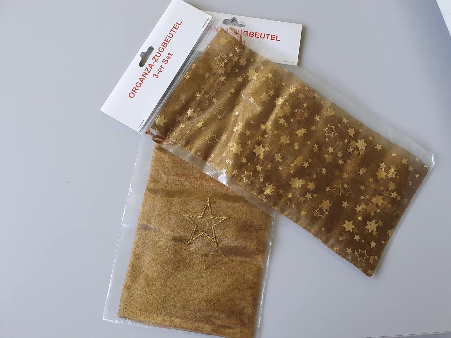 2 x 3-tlg. Organza-Zugbeutel Set mit Zugband Geschenkidee