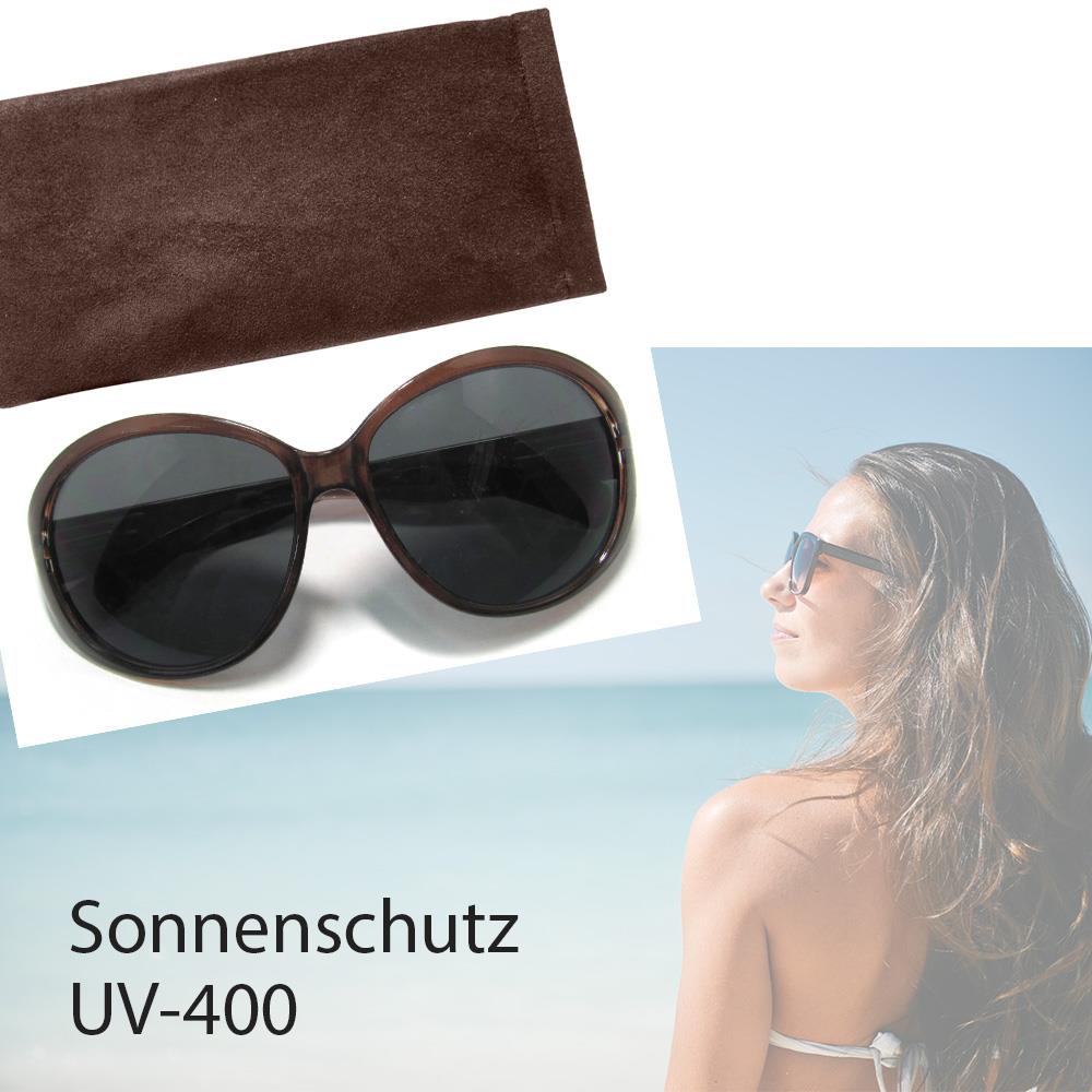 Damen-Sonnenbrille, Sonnen-Schutz mit UV-400-Schutz, Etui im passenden Design, Strand-Brille