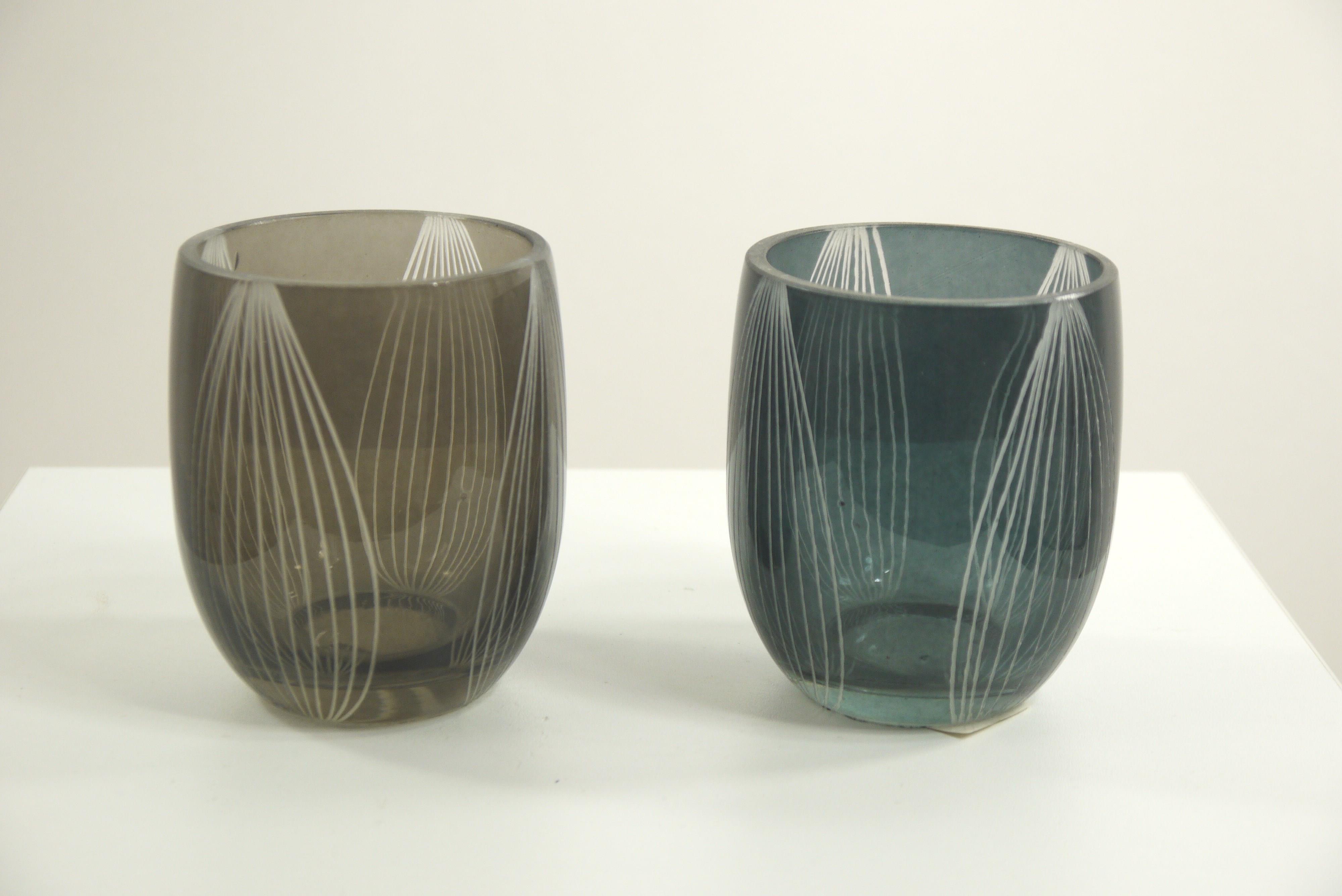 2X Glas-Windlicht-Teelicht-Kerzen-Halter MERINA