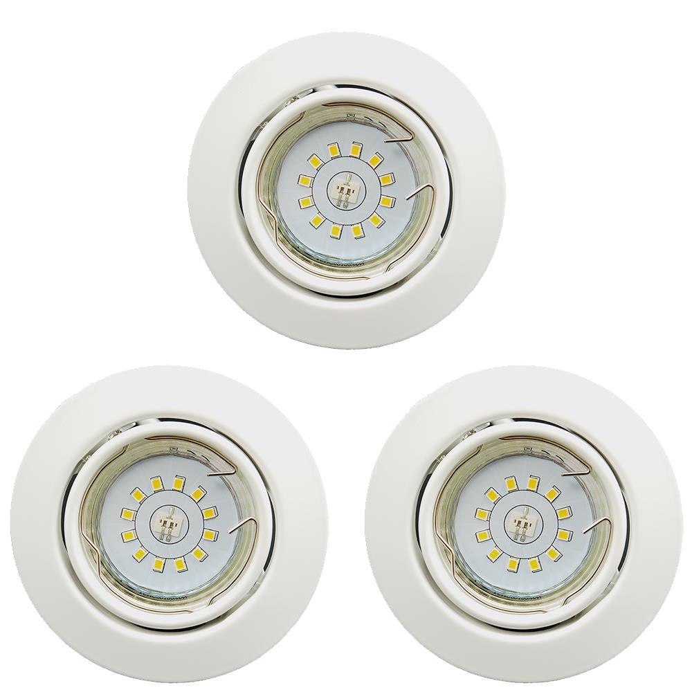 3 x LED Einbauleuchte weiß rund schwenkbar GU10 3Watt Deckenlampe