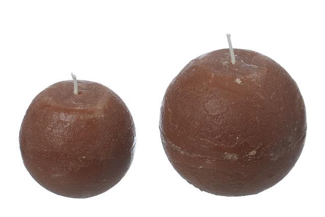 2 x hochwertige Kugelkerzen Rustic aus Wachs hellbraun 