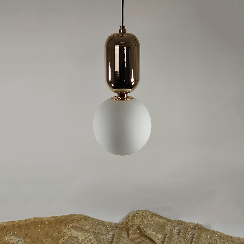 LED Pendelleuchte Nova Kugel 20cm kupfer-weiß