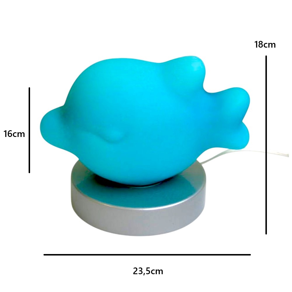  Vollglas-Tisch-Leuchte FABIUS FISCH türkis Dekolampe