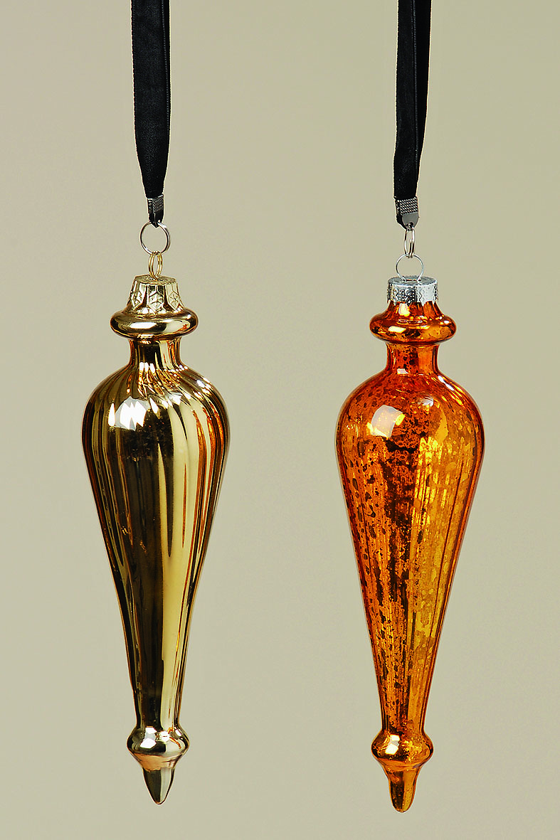 2 x Hänger Aris sort L70cm lackiertes Glas, gold
