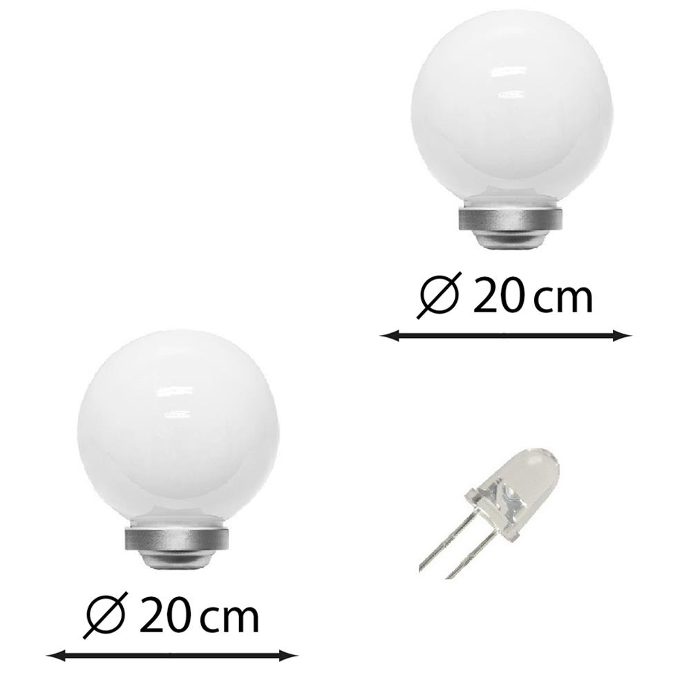 2xLED-Solar-Garten-Außen-Kugel-Leuchte OLA D.15cm Gartenkugel mit Erdspieß 
