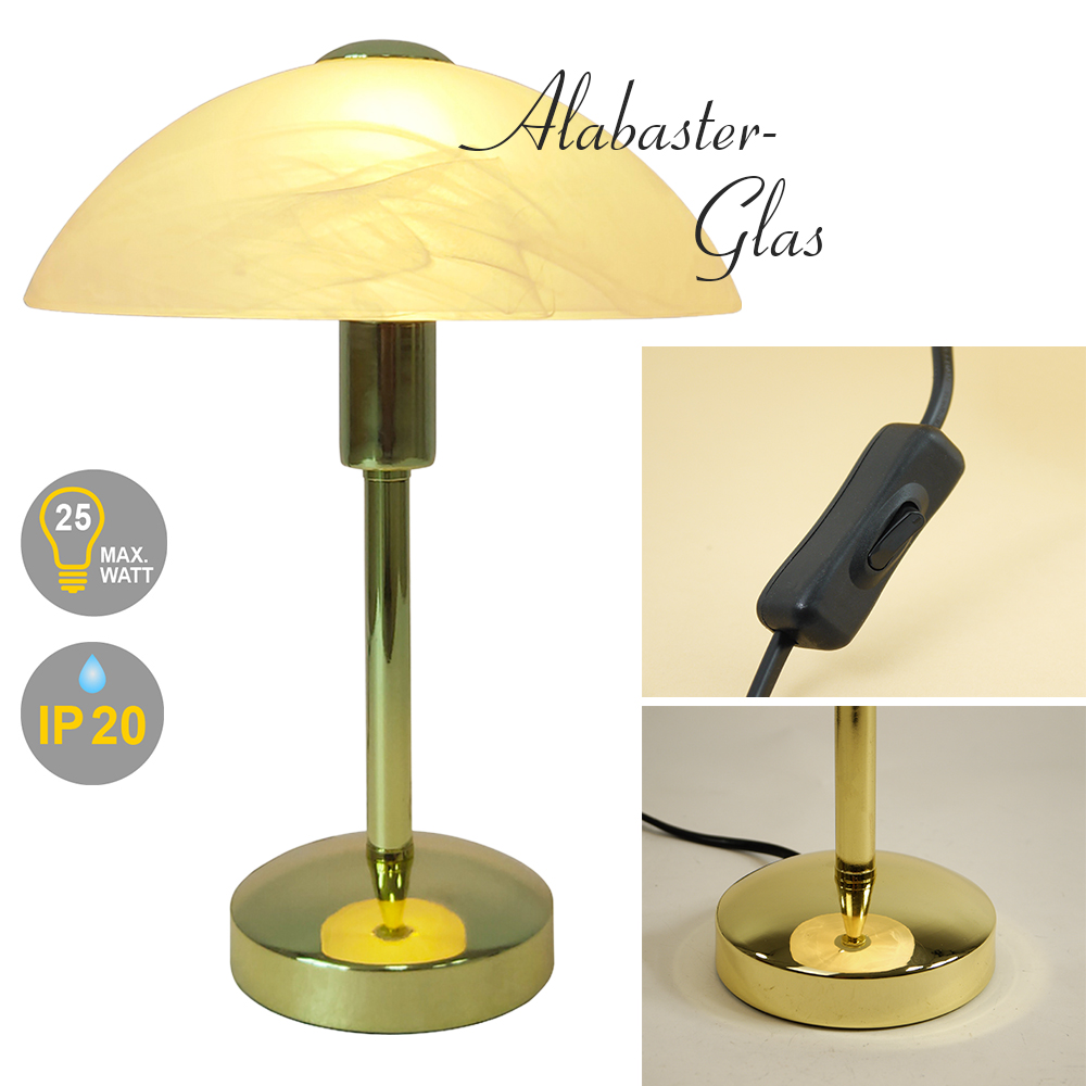 Glas-Tischleuchte MISCHA Wohnzimmer- Nachttisch- oder Fensterbank-Lampe
