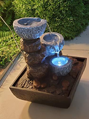 Zimmerbrunnen Kaskaden Tisch-Spring-Brunnen mit LED Beleuchtung Raumbefeuchter