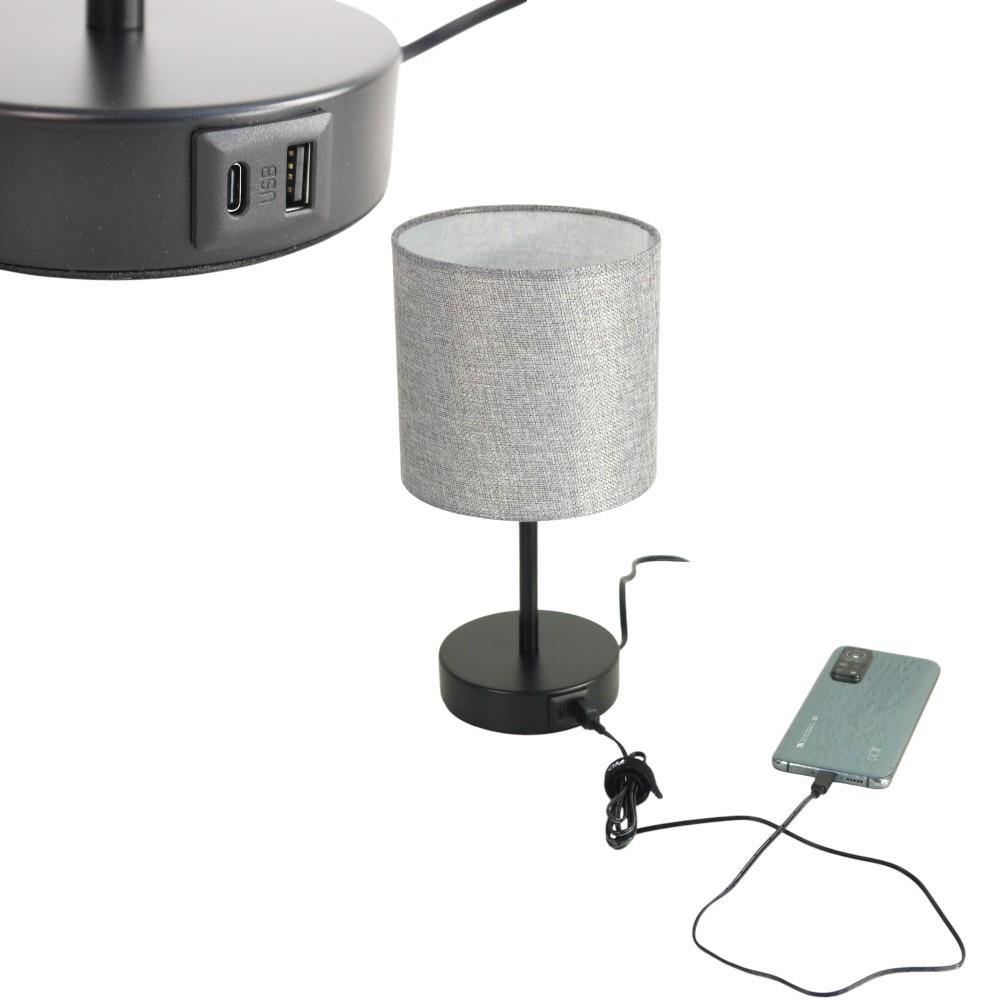 Tischleuchte Alan schwarz/grau USB Anschluss Tischleuchte Alan schwarz/grau USB Anschluss