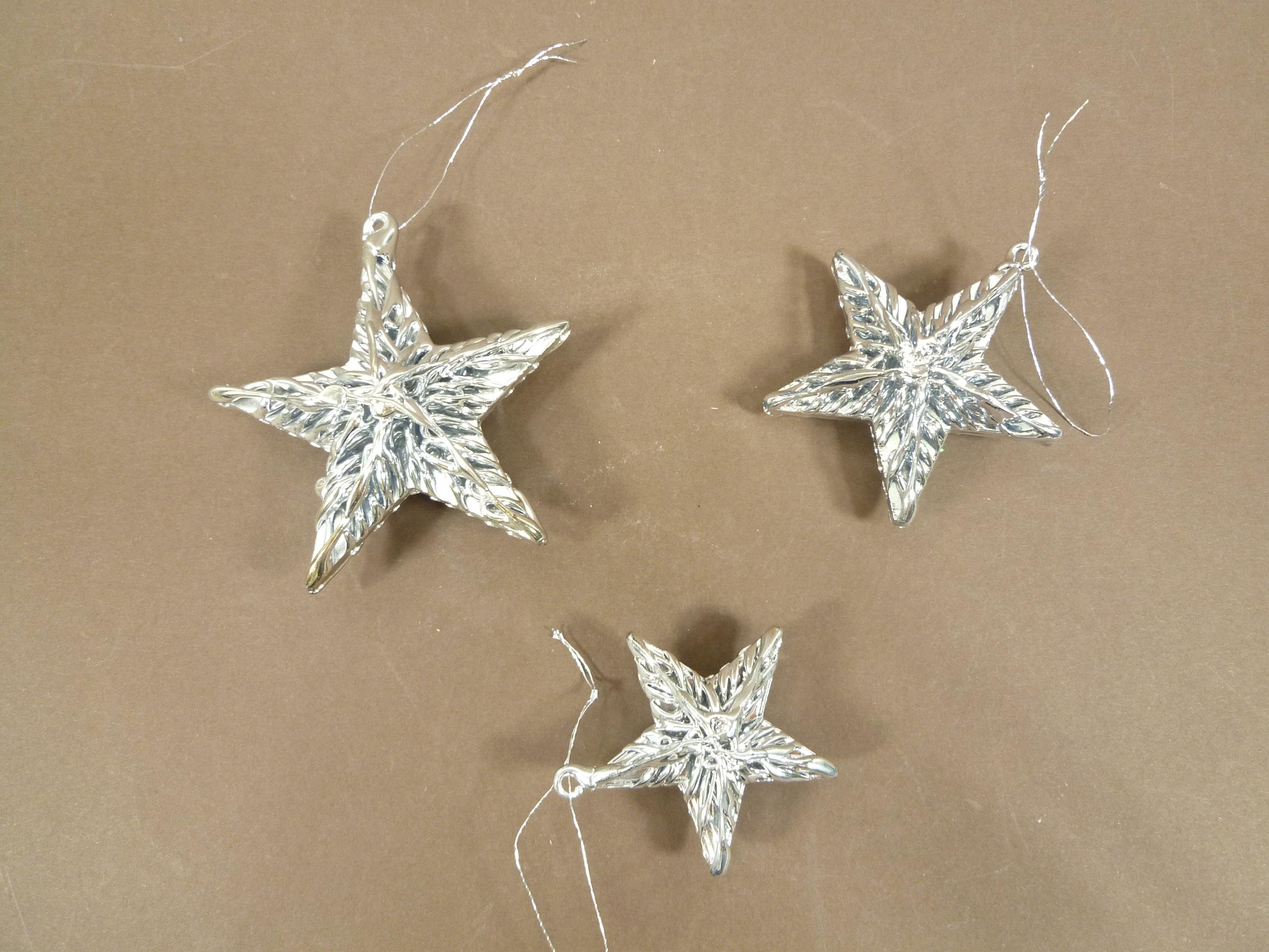 Weihnachtsbaumhänger Herzen & Sterne aus Metall im 2 x 3er Set