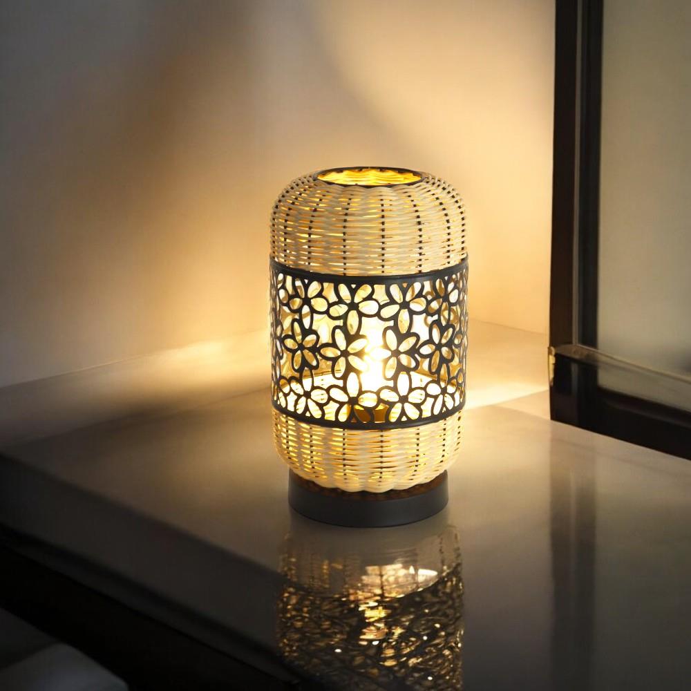 Tischleuchte Elio Metall/Rattan Dekoleuchte