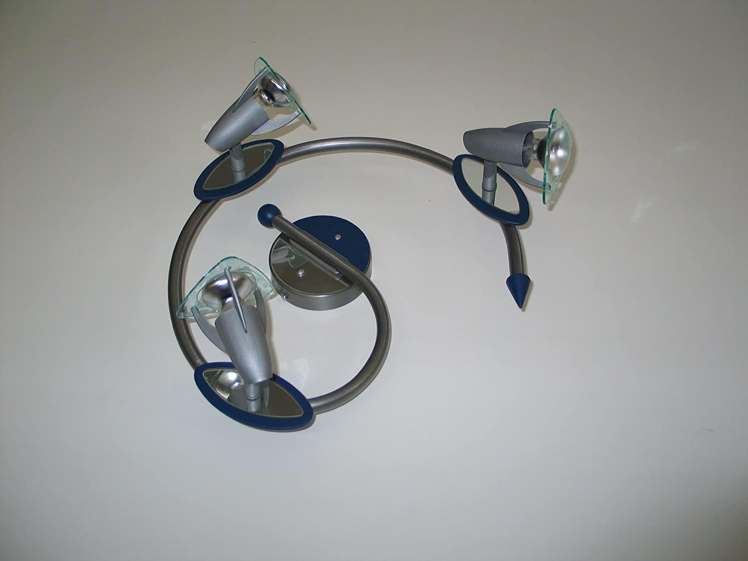 Strahler-Spot Spirale 3 flammig Spiegel/Blau