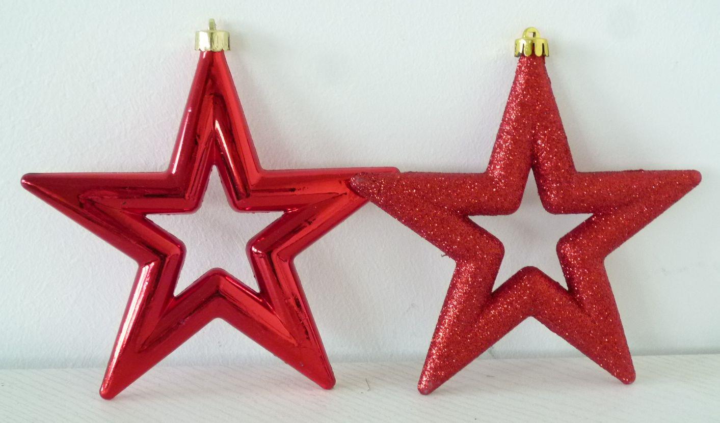 2 x Deko-Hänger Sterne offen 14cm rot