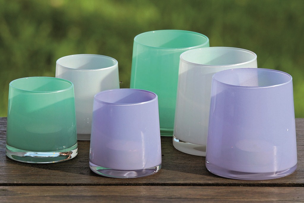 3 x dekorative Glas Windlichter AVILA Teelichthalter aus Glas