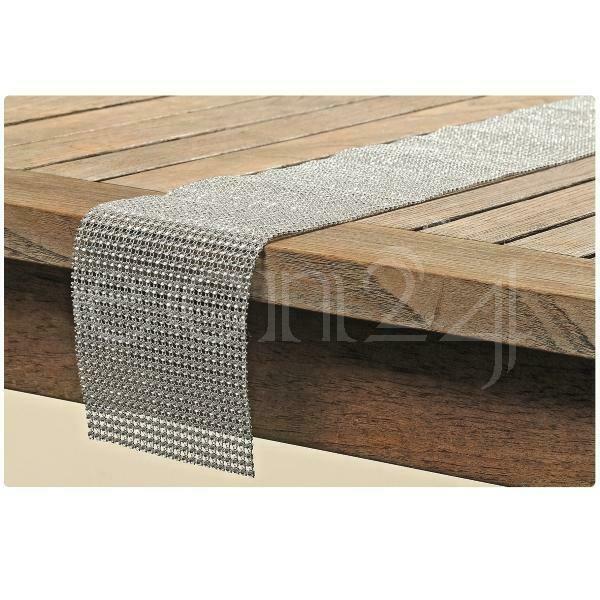 Edler Tischband Glamour Tischläufer in Silber 120 x 12cm Tischdekoration Geschenk 