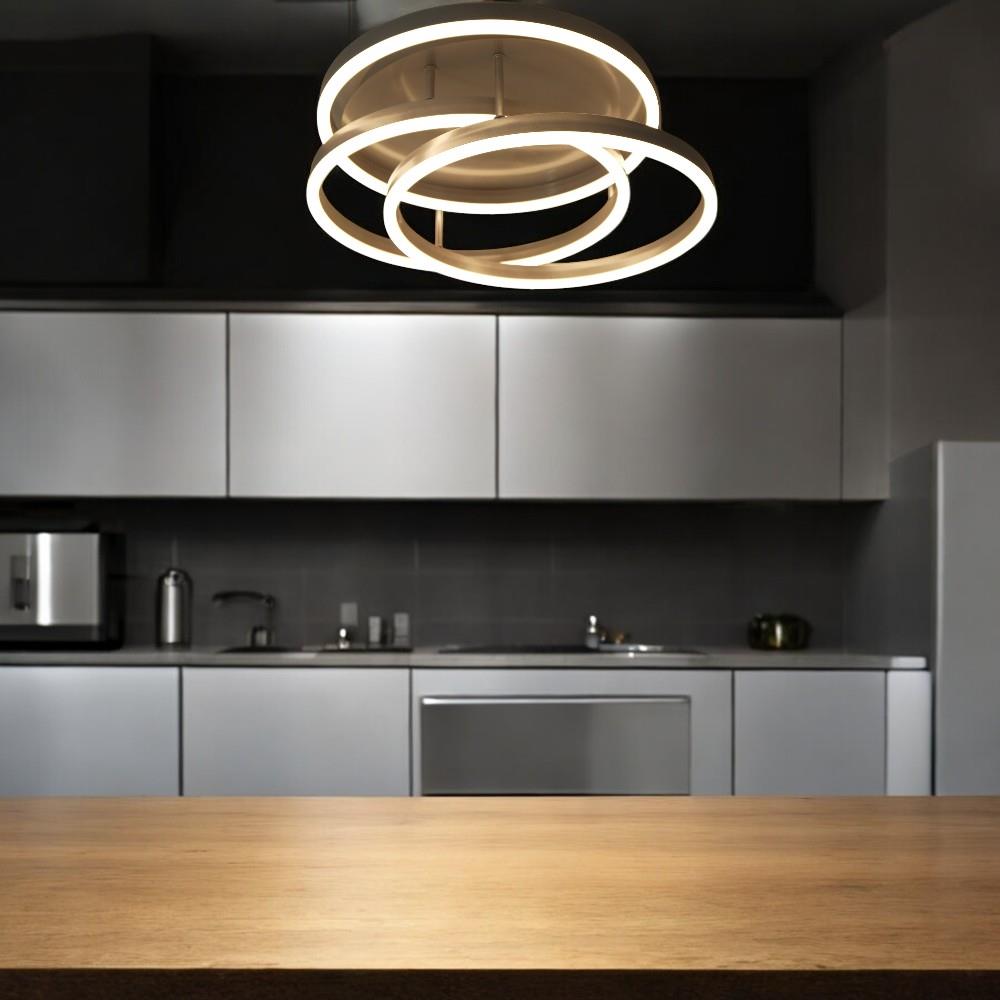 Moderne LED Dekenleuchte Alwa silber D50cm