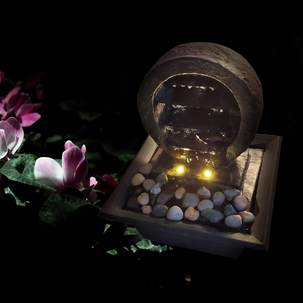 Zimmerbrunnen ZEN Tisch-Spring-Brunnen mit LED Beleuchtung Raumbefeuchter