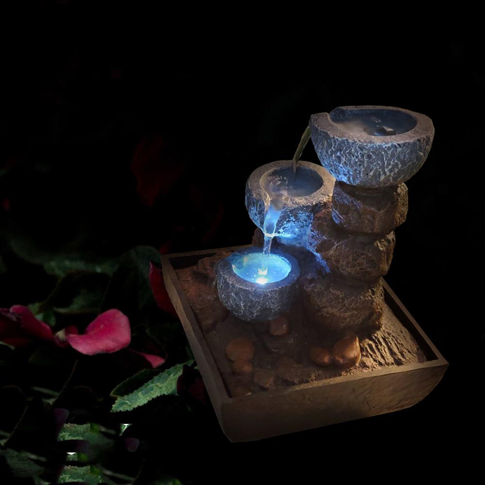 Zimmerbrunnen Kaskaden Tisch-Spring-Brunnen mit LED Beleuchtung Raumbefeuchter