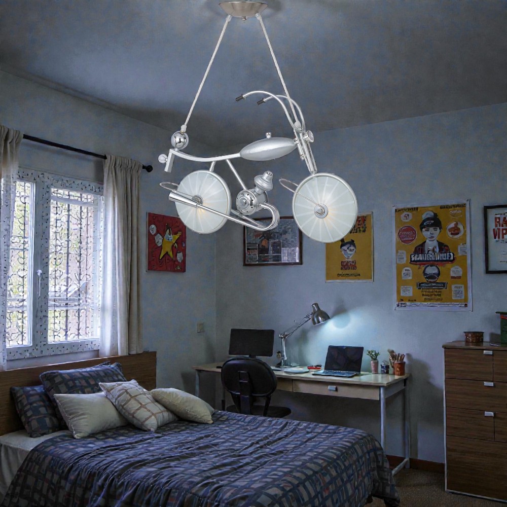 Designer-Decken-Pendelleuchte BIKE Metall und Glas