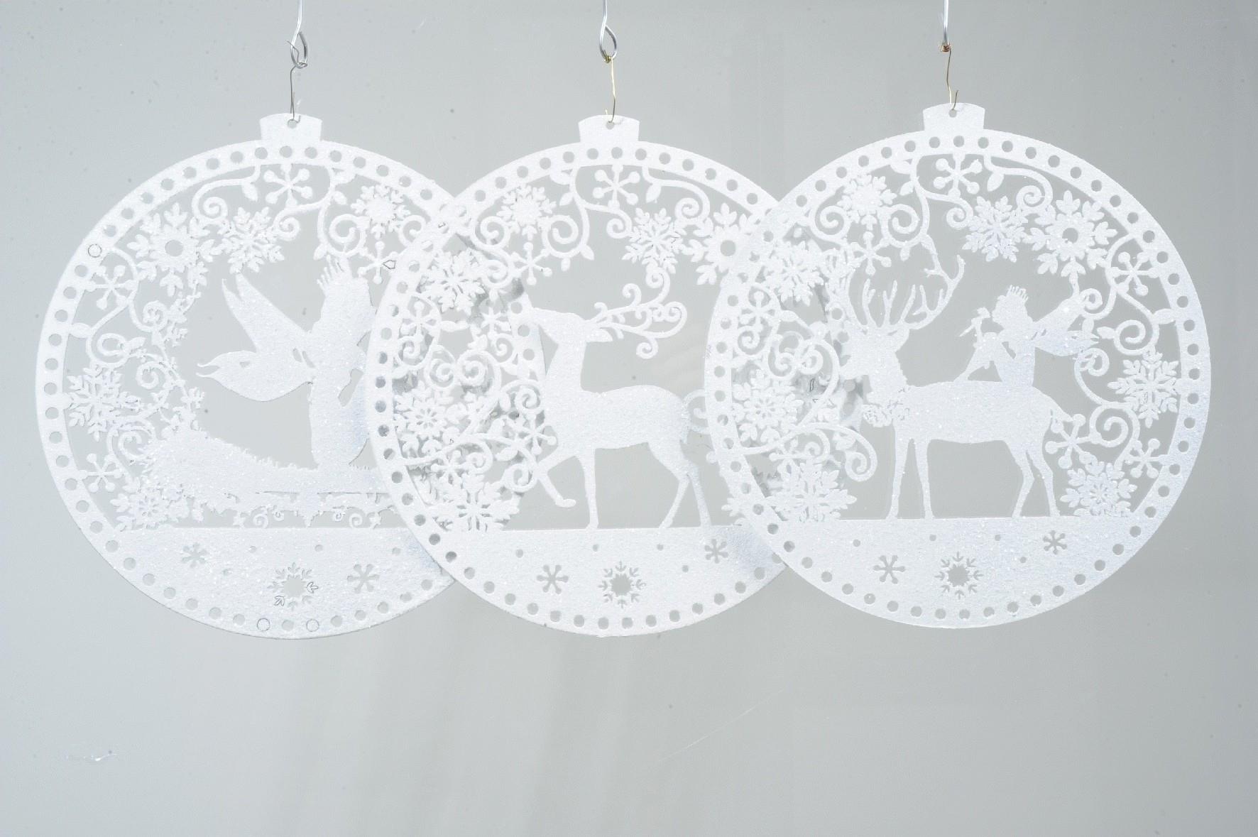 3 x Papp-Kugelbild sortiert Weihnachtsdekoration
