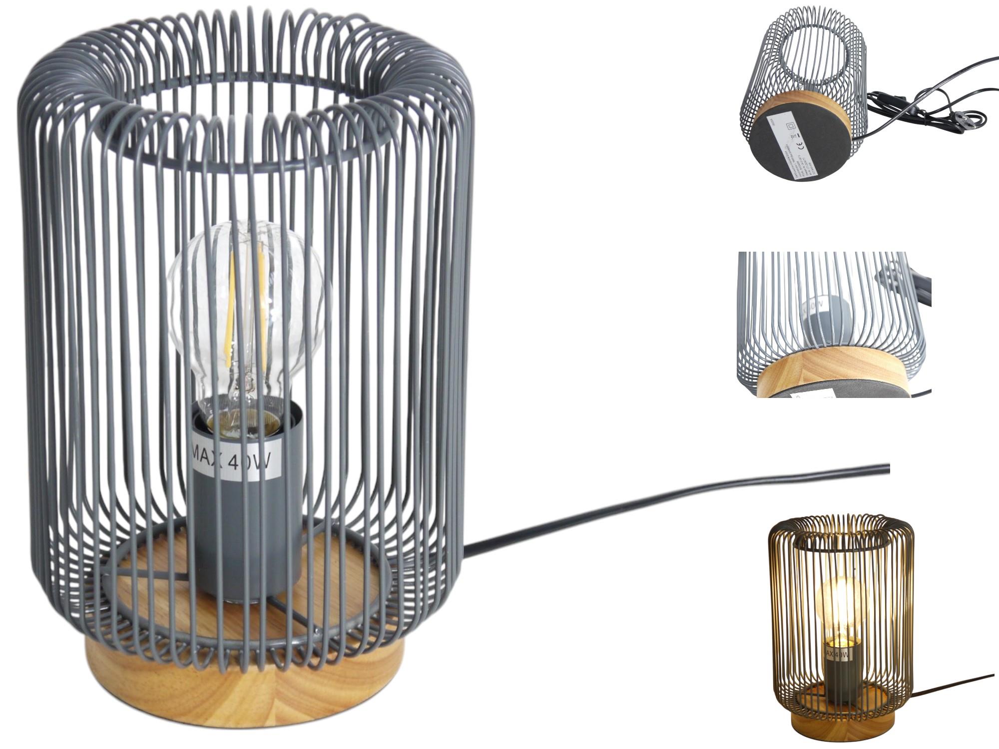 Tischleuchte Jana grau Metall/Holz